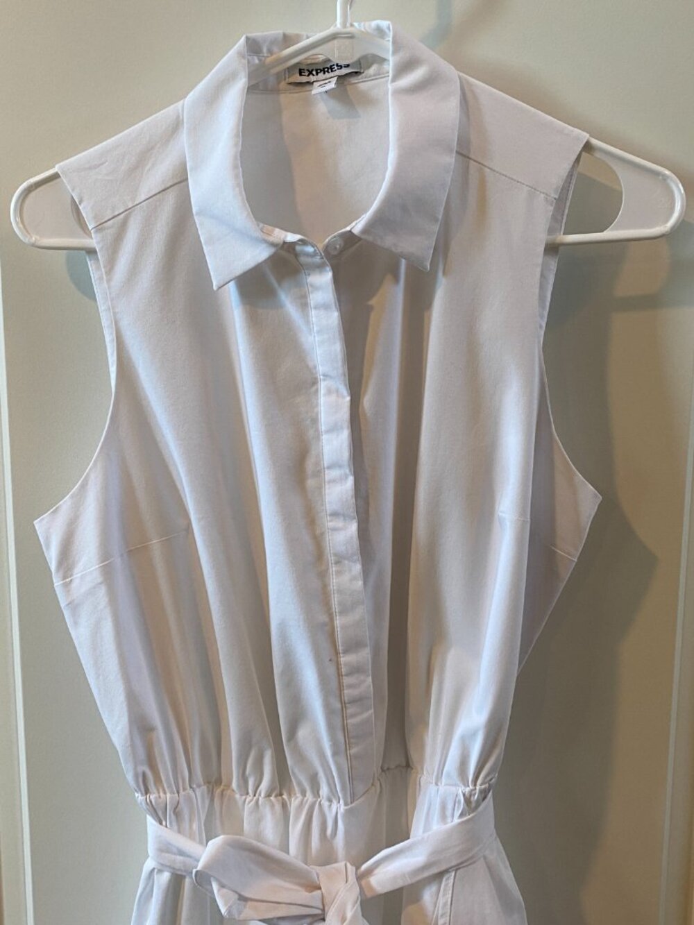 Express White Boyfriend Poplin Portofino Mini Shirt Dress Size Medium - Picture 4 of 9